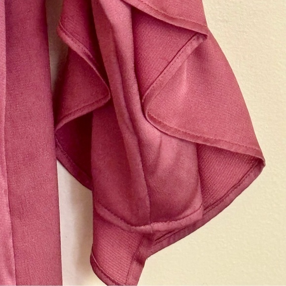 Zara| Pretty Rose Gold Ruffled Sleeve Satin Sheath Mini-Dress Sz XS - Picture 6 of 8